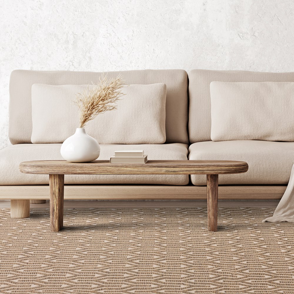 Global Lattice Geometric Jute Rugs in Cream & Natural